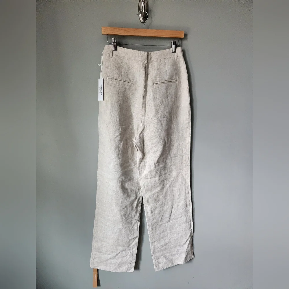 Reformation Mason Linen Pants Oatmeal Size 8 NWT